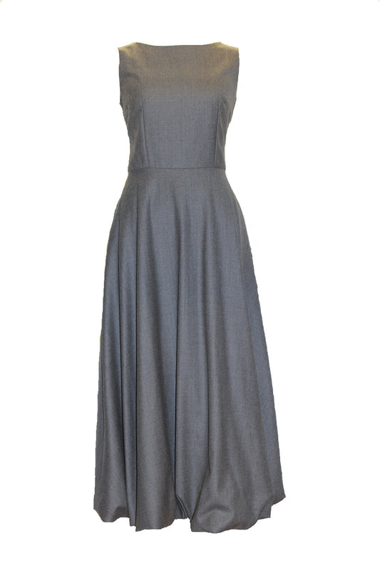 Paris - Wool long dress with bubble hem