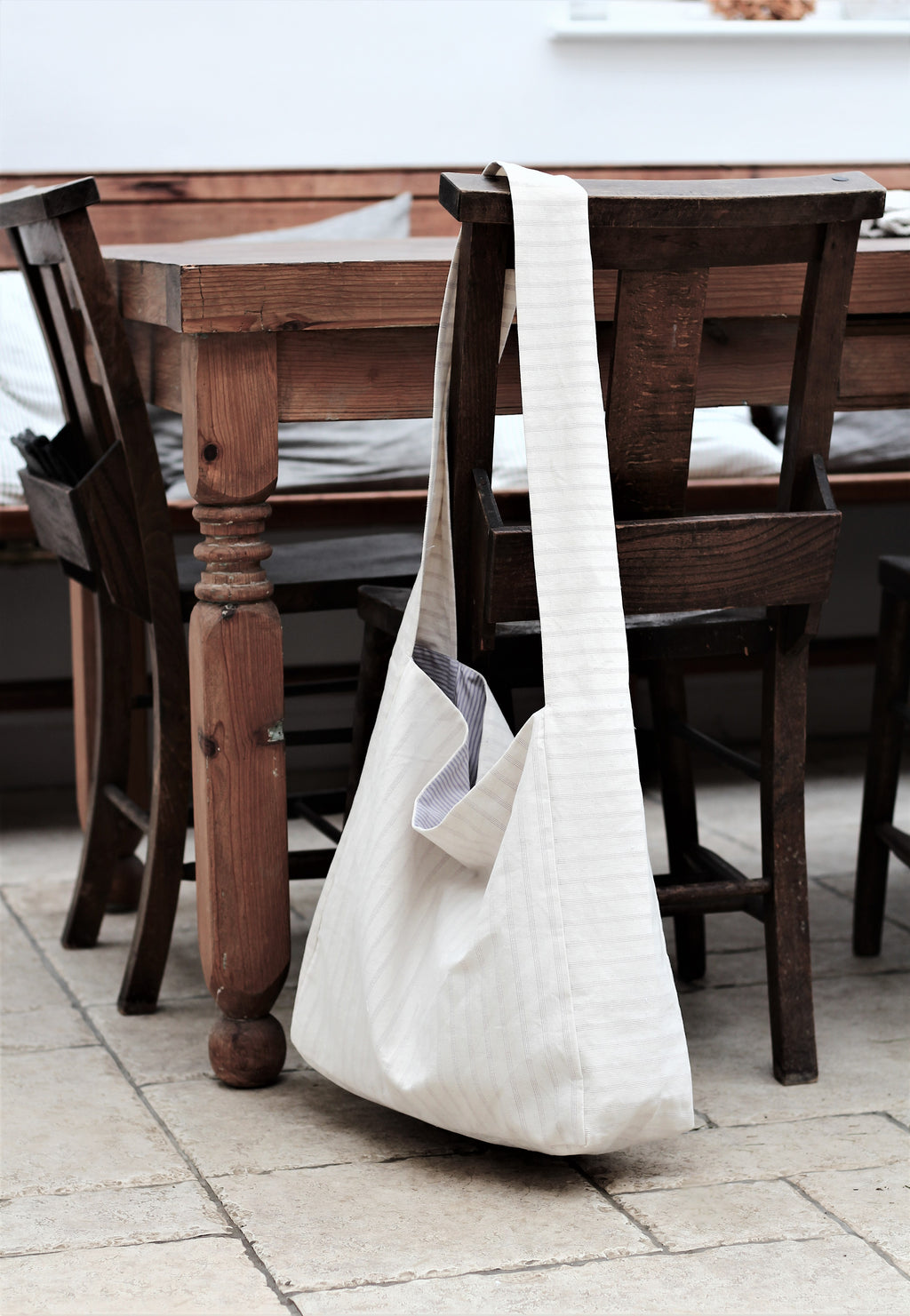 Messenger/Newspaper - Cotton ticking crossbody bag
