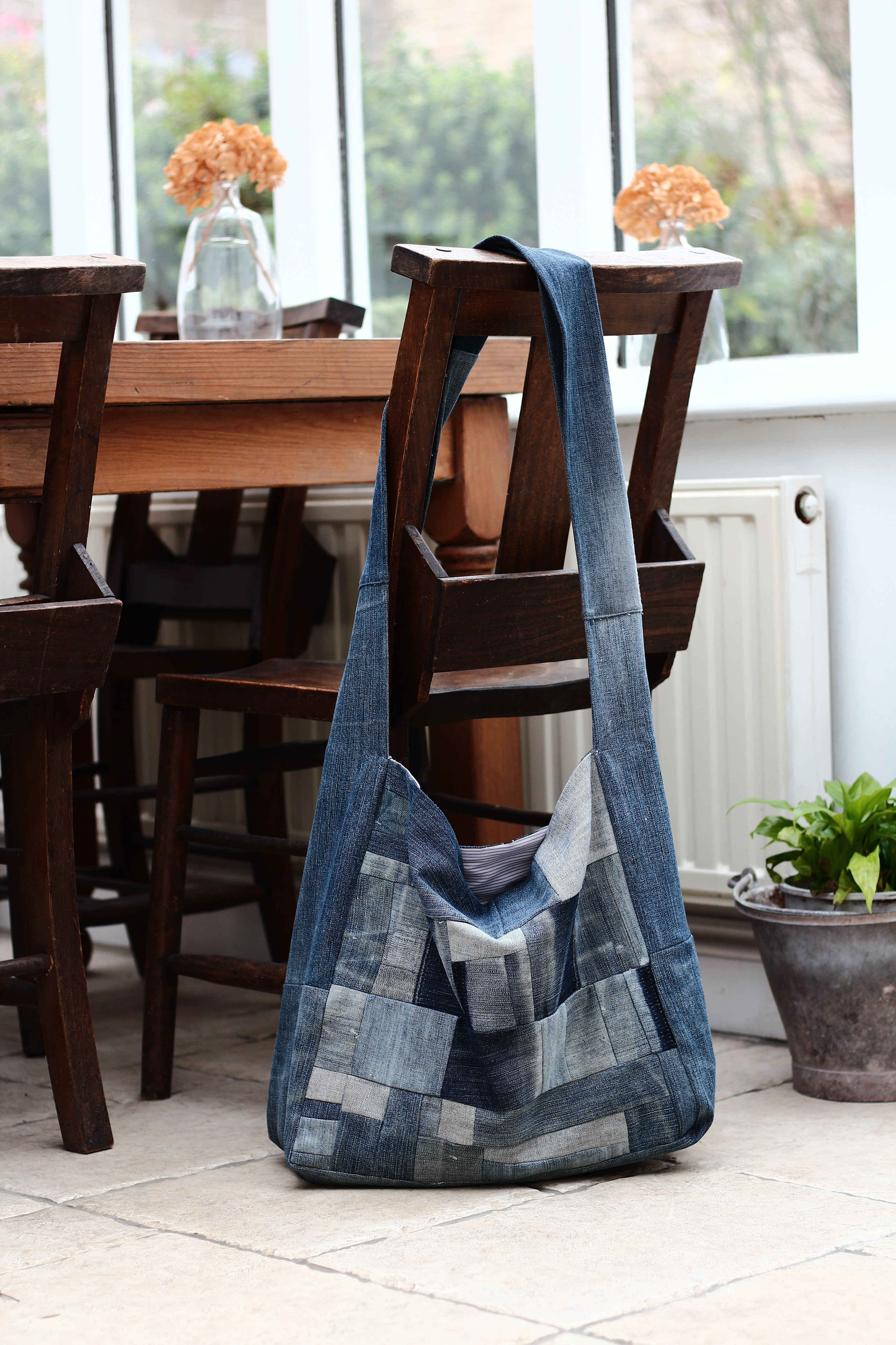 Messenger - denim crossbody bag