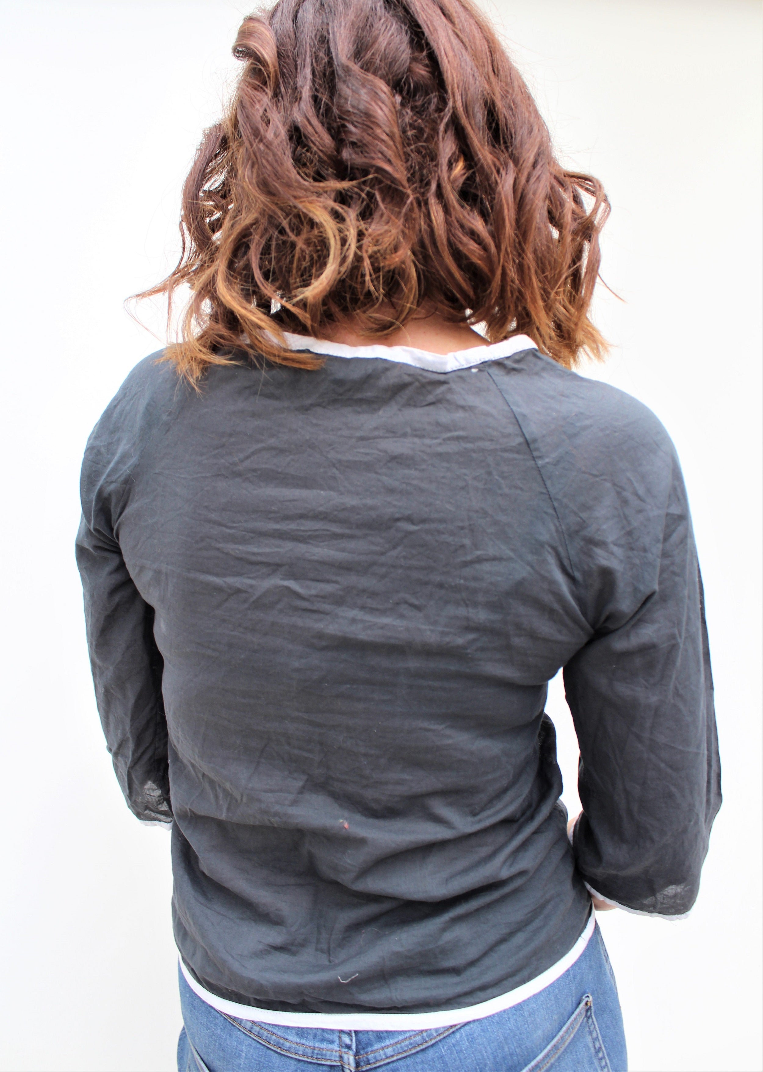Amie - cotton top with contrast detail and pockets