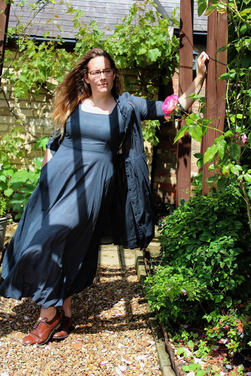 Paris - cotton long dress with bubble hem