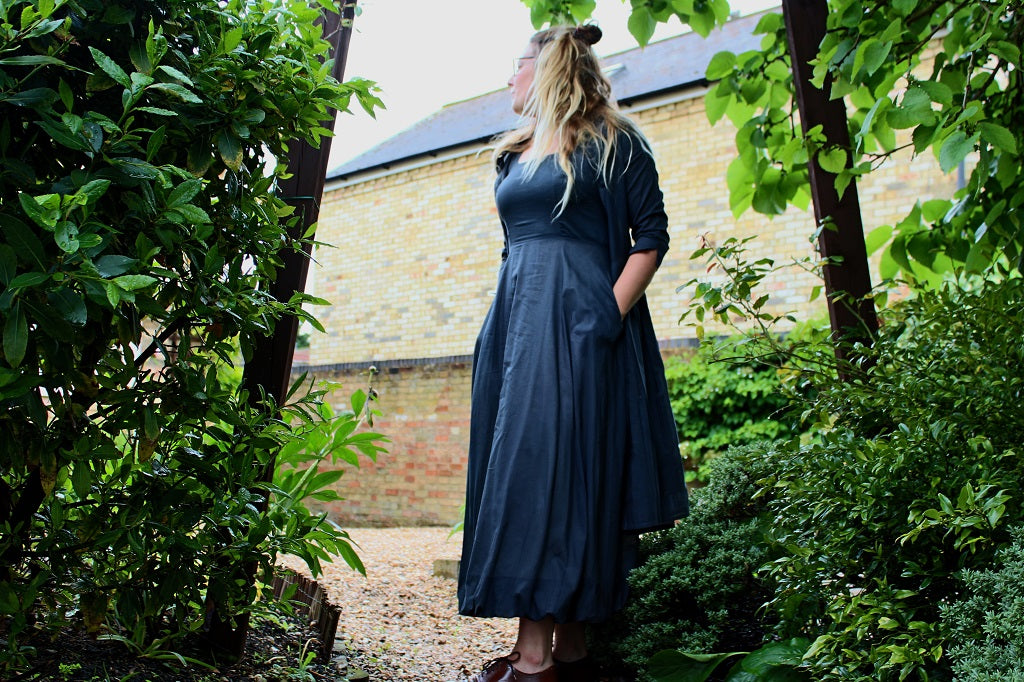 Paris - cotton long dress with bubble hem